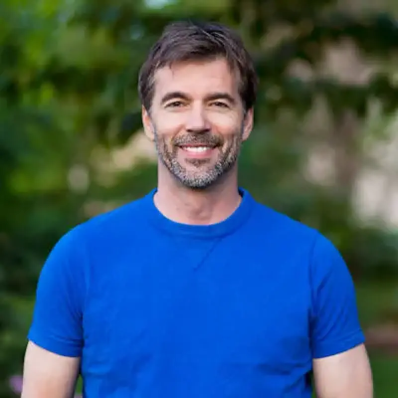 Man in a blue shirt