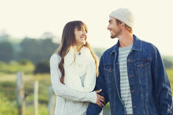 Couple smiling