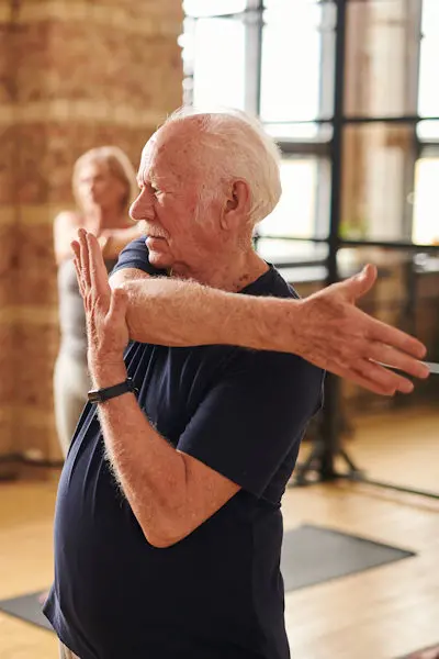 Man stretching his elbow